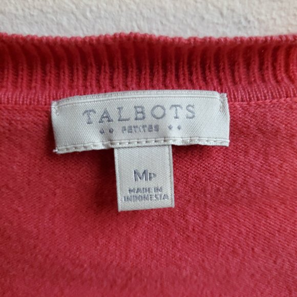 Talbots Salmon Button Down Cardigan Size Petite Medium - Picture 7 of 16